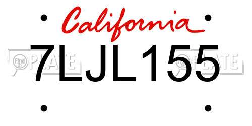 7LJL155 California License Plate