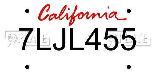 7LJL455 California License Plate