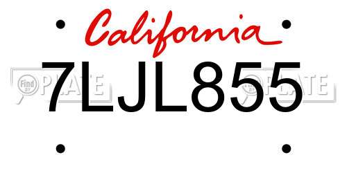 7LJL855 California License Plate