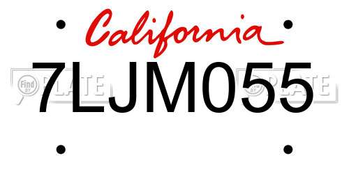 7LJM055 California License Plate