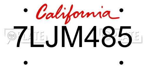 7LJM485 California License Plate