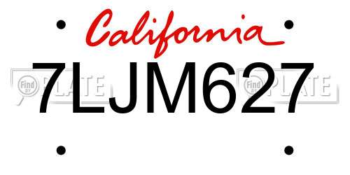 7LJM627 California License Plate