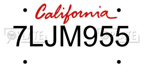 7LJM955 California License Plate