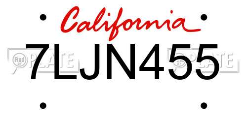 7LJN455 California License Plate