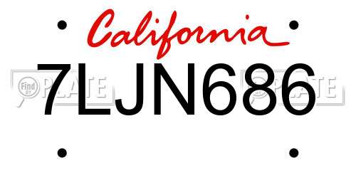 7LJN686 California License Plate