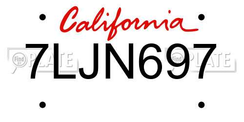 7LJN697 California License Plate