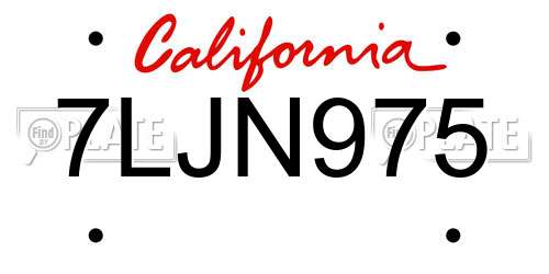 7LJN975 California License Plate