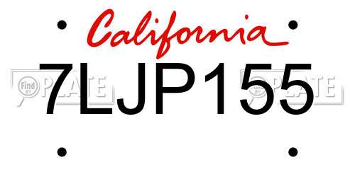 7LJP155 California License Plate