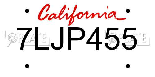 7LJP455 California License Plate