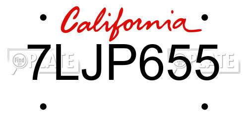 7LJP655 California License Plate