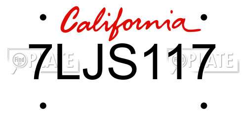 7LJS117 California License Plate