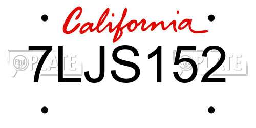 7LJS152 California License Plate