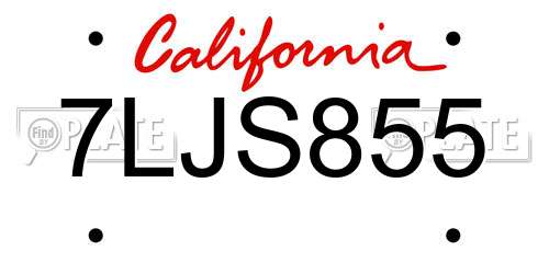 7LJS855 California License Plate
