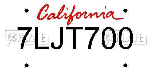 7LJT700 California License Plate