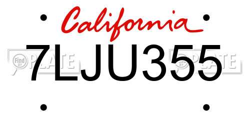7LJU355 California License Plate