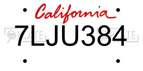 7LJU384 California License Plate