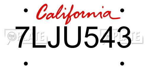 7LJU543 California License Plate
