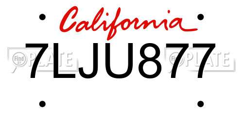 7LJU877 California License Plate