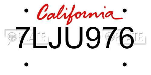 7LJU976 California License Plate