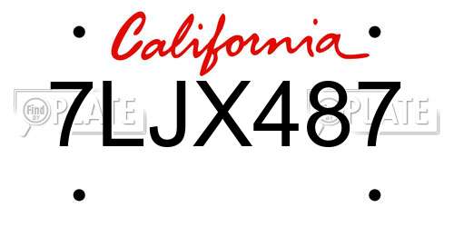 7LJX487 California License Plate