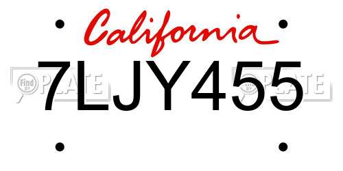 7LJY455 California License Plate