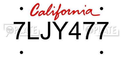 7LJY477 California License Plate