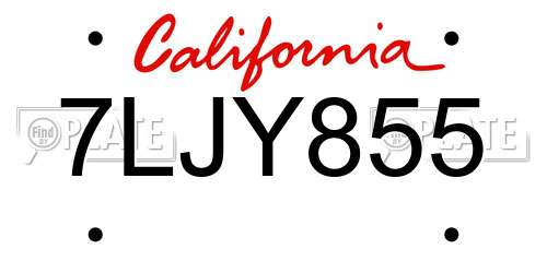 7LJY855 California License Plate