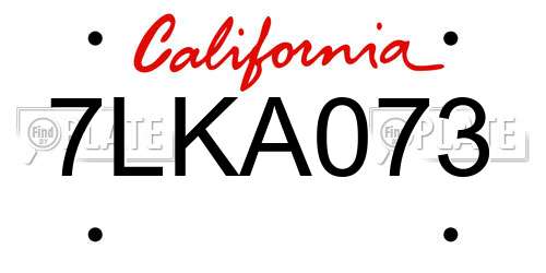 7LKA073 California License Plate