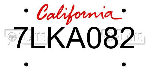 7LKA082 California License Plate