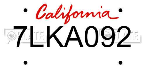 7LKA092 California License Plate
