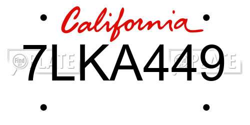 7LKA449 California License Plate