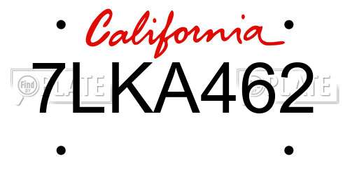 7LKA462 California License Plate