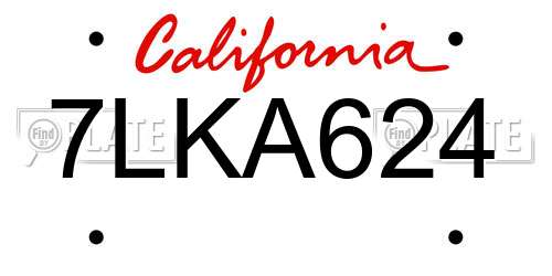 7LKA624 California License Plate