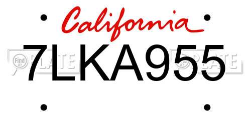 7LKA955 California License Plate