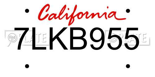 7LKB955 California License Plate