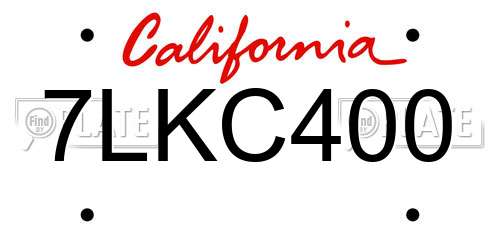 7LKC400 California License Plate