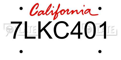 7LKC401 California License Plate