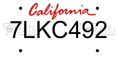 7LKC492 California License Plate