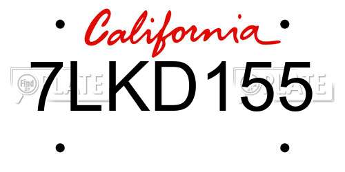 7LKD155 California License Plate