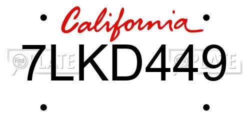 7LKD449 California License Plate