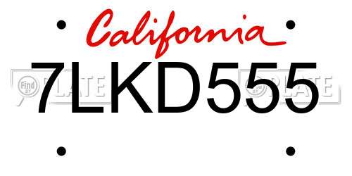 7LKD555 California License Plate