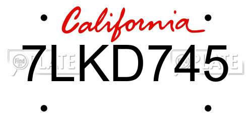 7LKD745 California License Plate