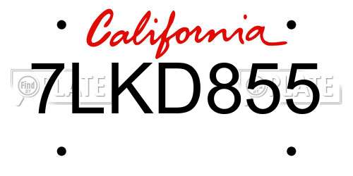 7LKD855 California License Plate
