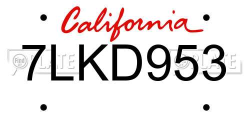 7LKD953 California License Plate