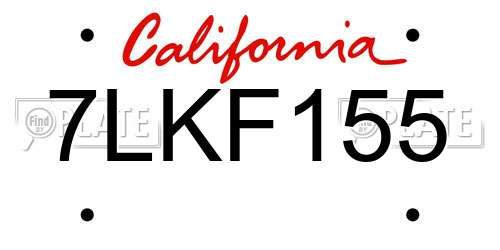 7LKF155 California License Plate