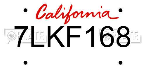 7LKF168 California License Plate