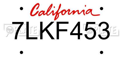 7LKF453 California License Plate