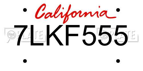 7LKF555 California License Plate
