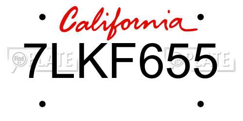 7LKF655 California License Plate