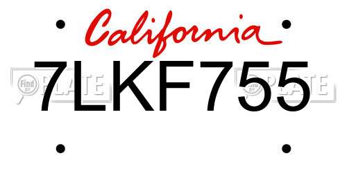 7LKF755 California License Plate